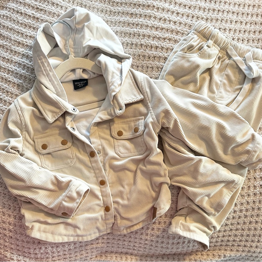 Little Bipsy Kids Corduroy Cream Jacket & Pants